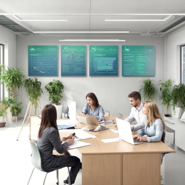 Instructor guiding students in a professional setting